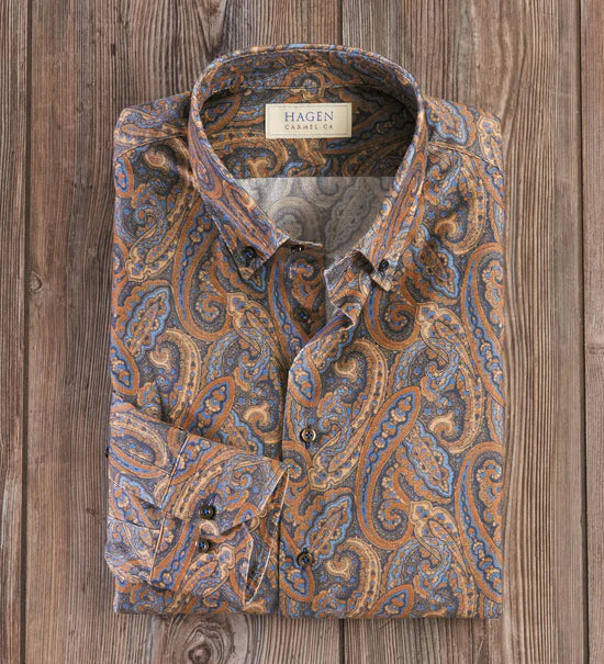 Classic Fit Pincord Print Shirt in Navy