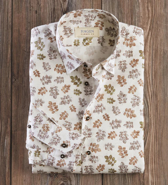 Leaf Print Shirt in Brown