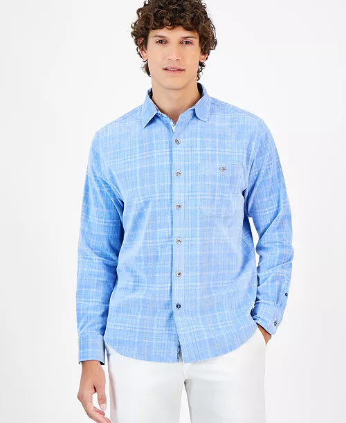 Coastline Corduroy Bisa Check Shirt in Palace Blue