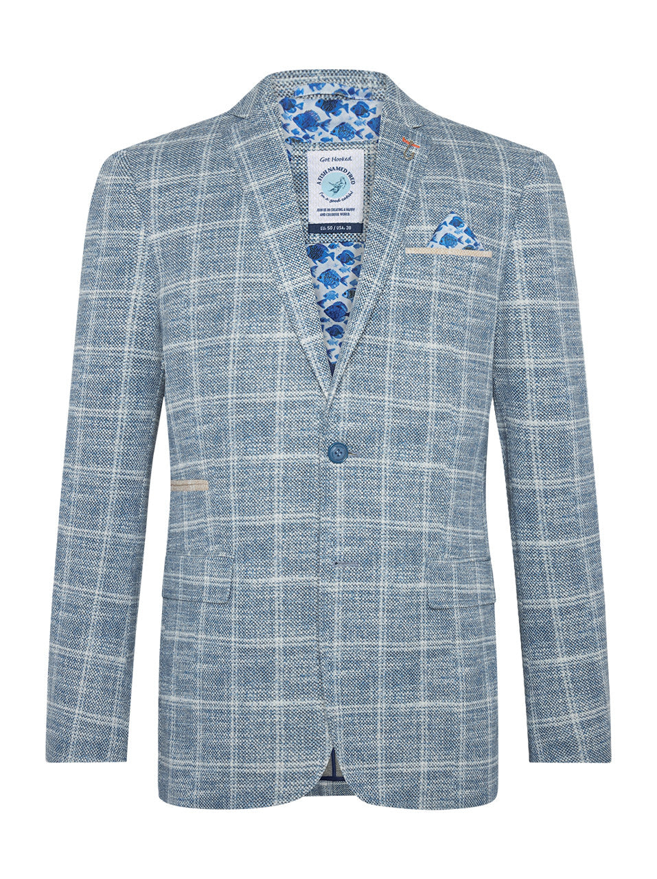 A Fish Named Fred Travel Check Blazer Cobalt