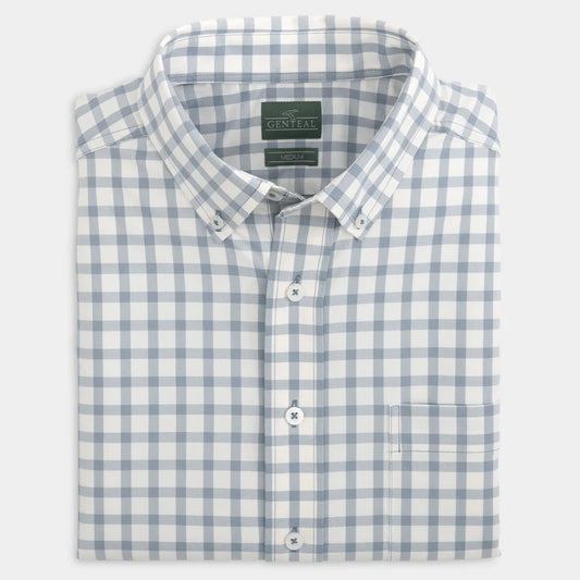 Awbrey Plaid Peformance Shirt in Inlet