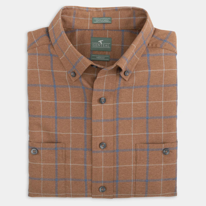 Sawyer Untuck Performance Flannel Shirt in Maple