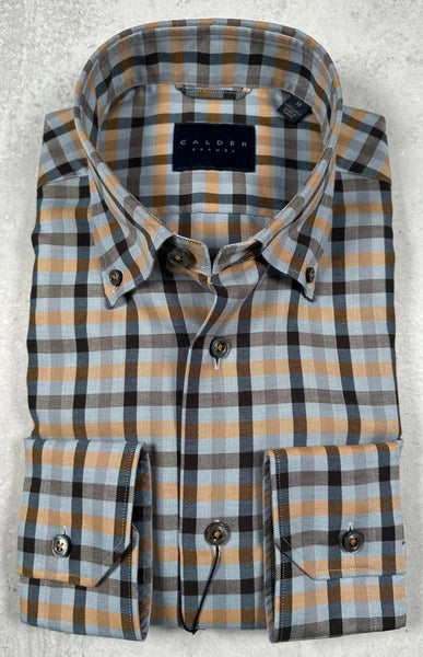 Melange Twill Exploded Gingham Shirt in Amber