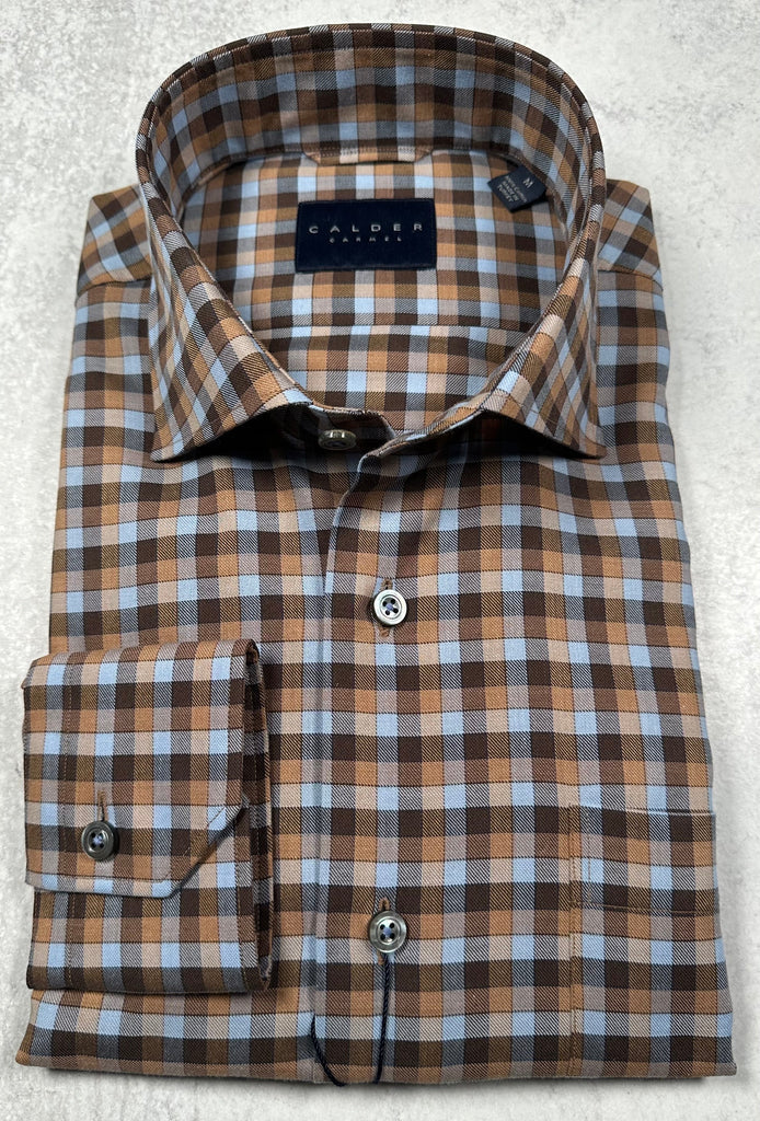 Melange Twill Gingham Shirt in Cocoa