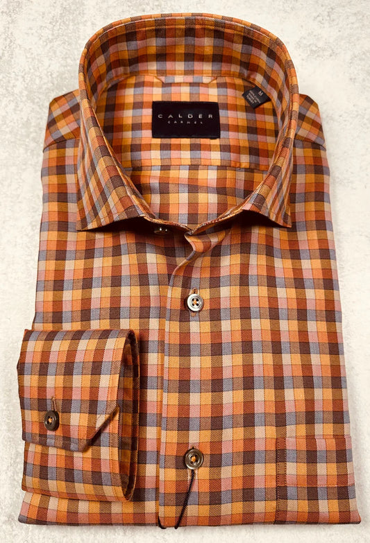 Melange Twill Gingham Shirt in Ember