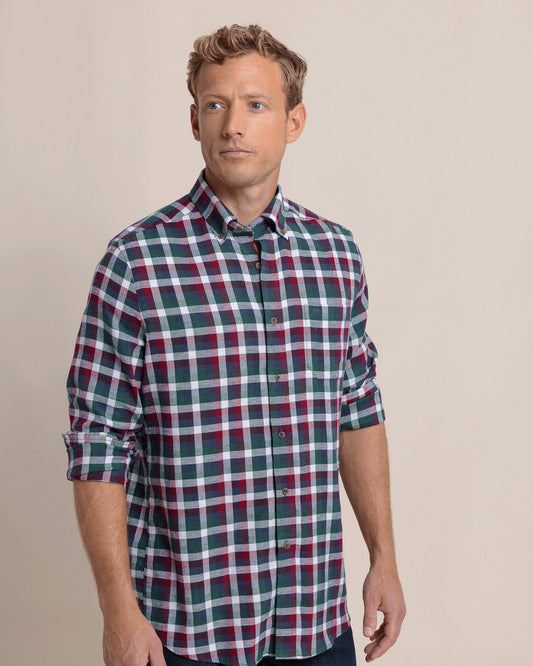 Cobblestone Beach Flannel Plaid Shirt in Muscadine