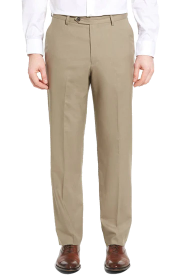 Wool Self Size Trouser in Tan