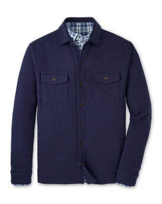 Quad Quilted Knit Shirt Jacket in Navy