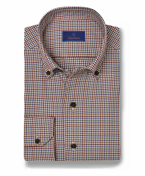 Casual Fit Plaid Button Down Shirt in Merlot Multi