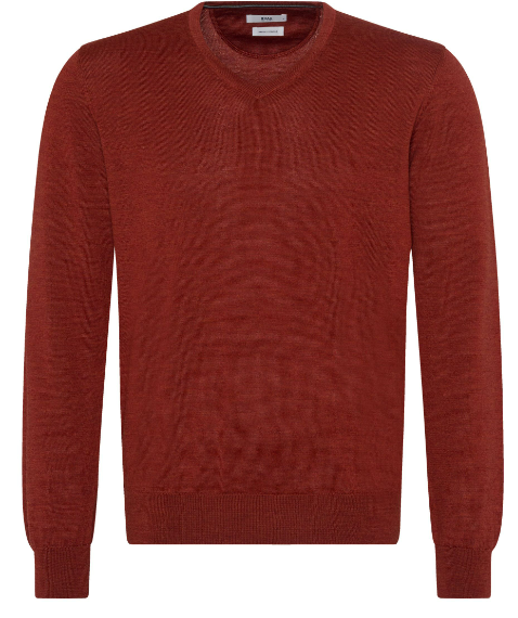 Vico Extrafine Merino V Patch Sweater in Rust