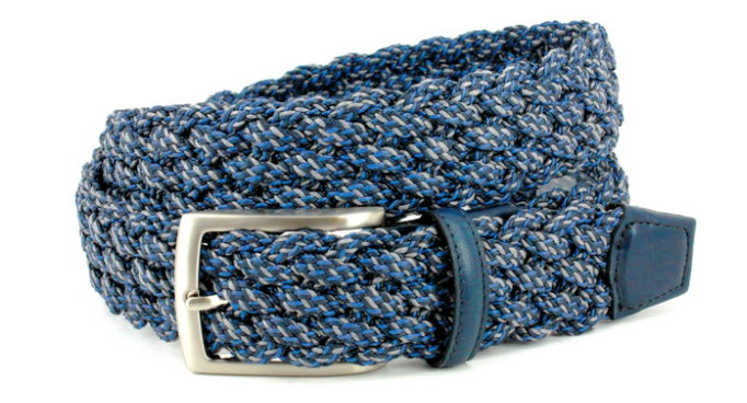 Italian Braided Cotton Belt in Navy Multi