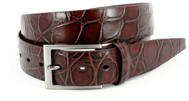 Italian Tortise Grain Calf Belt in Brown