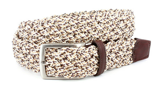 Italian Braided Cotton Belt in Camel Multi