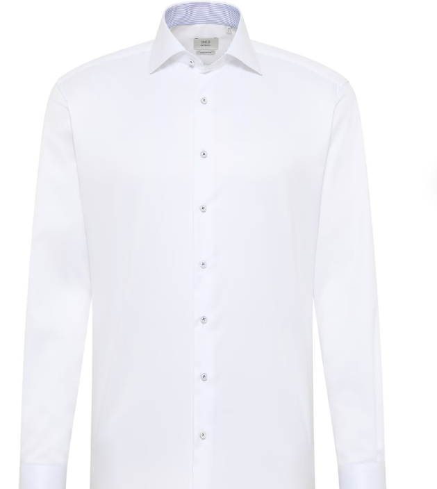 Modern Fit Luxury Dress Shirt in White with Contrast Trim