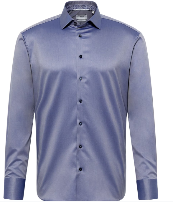 Modern Fit Dress Shirt with Contrast Trim in Silver