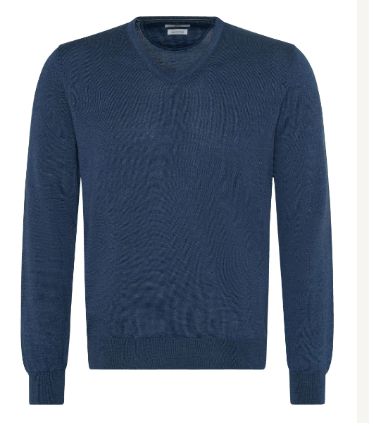 Vico Extrafine Merino V Patch Sweater in Indigo