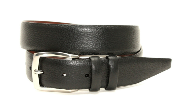 Soft Pebble Grain Calf Belt in Black