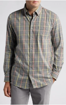 Gunner Plaid Button Down Shirt in Light Grey