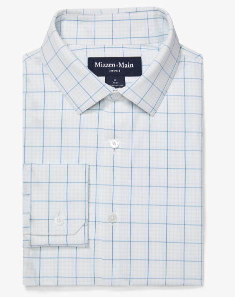 Trim Modern Tattersall Shirt in White and Blue