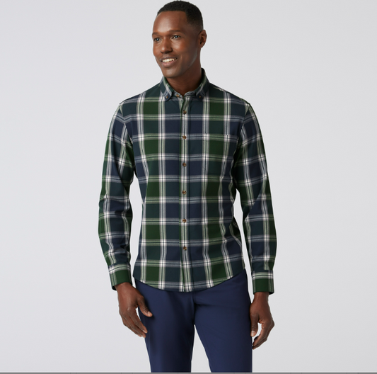 Classic City Flannel Plaid Shirt in Navy