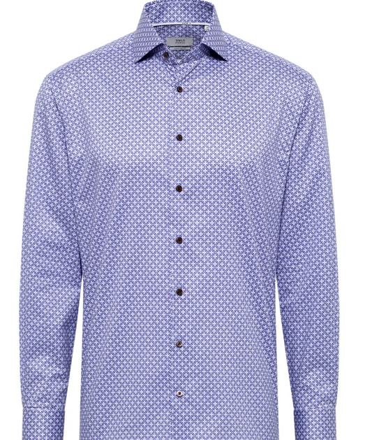 Modern Fit Twill Print Dress Shirt in Light Blue