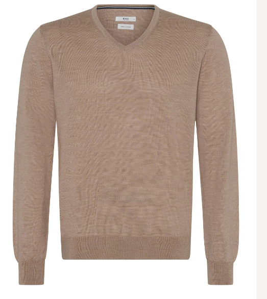 Vico Extrafine Merino V Patch Sweater in Light Camel