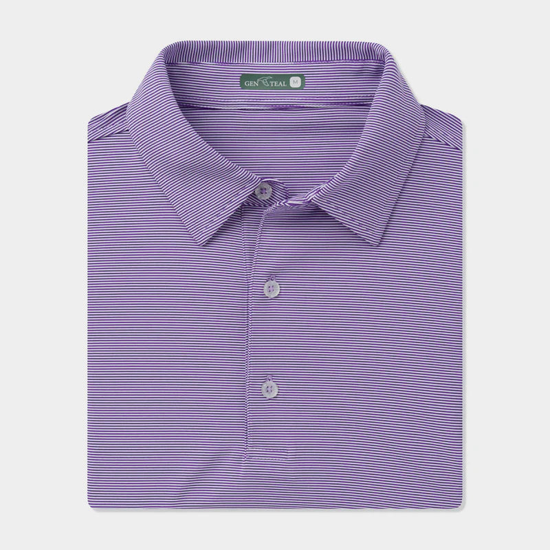 Club Pinstripe Performance Polo in Plum