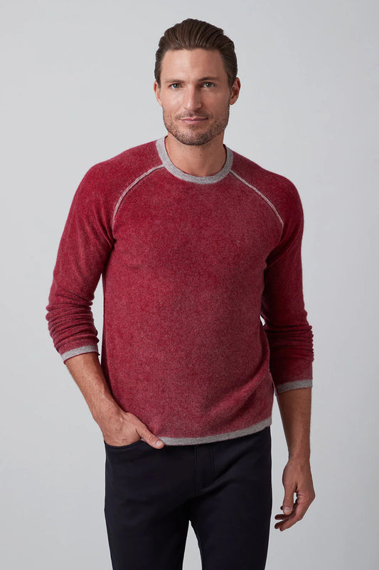 Cashmere Reversible Crew Sweater in Cranberry