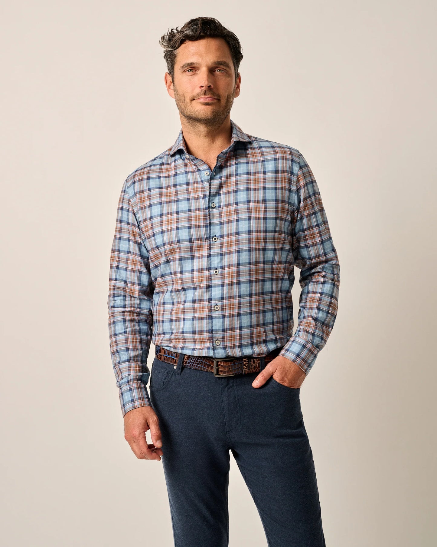 Carmen Plaid Shirt in Laguna Blue