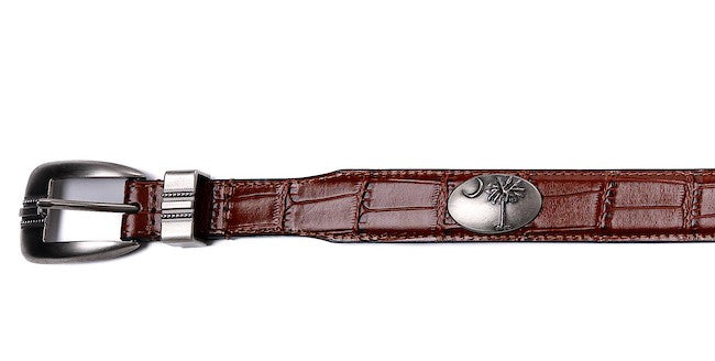 Leather Palmetto Medallion Belt in Tan