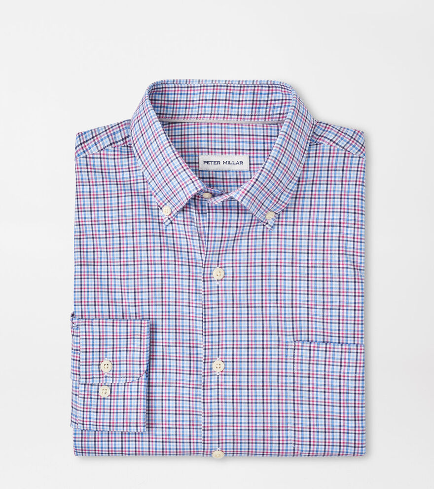 Albert Plaid Cotton Stretch Shirt in Rosewood