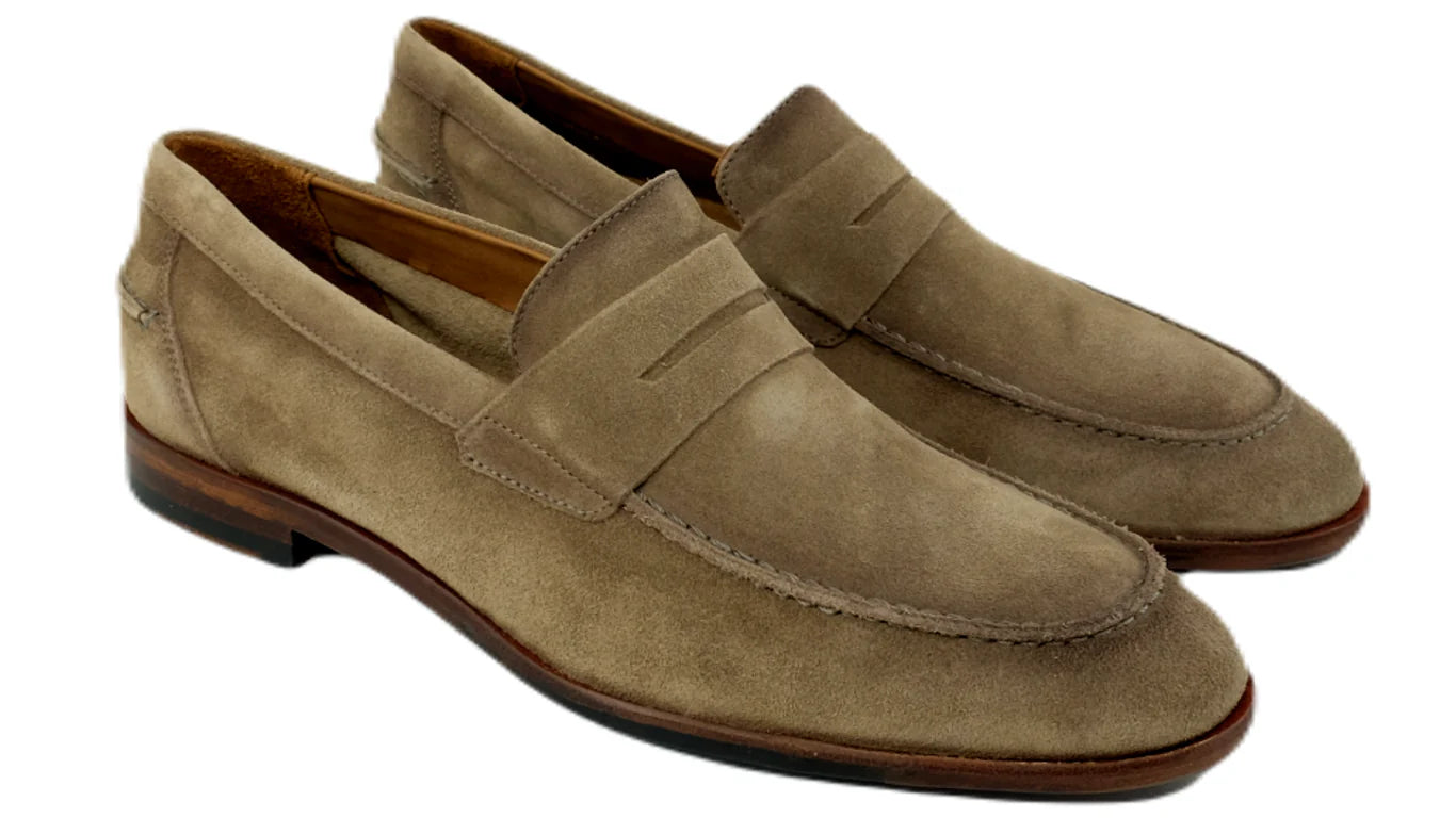 Naples Comfort Sole Suede Loafer in Greige