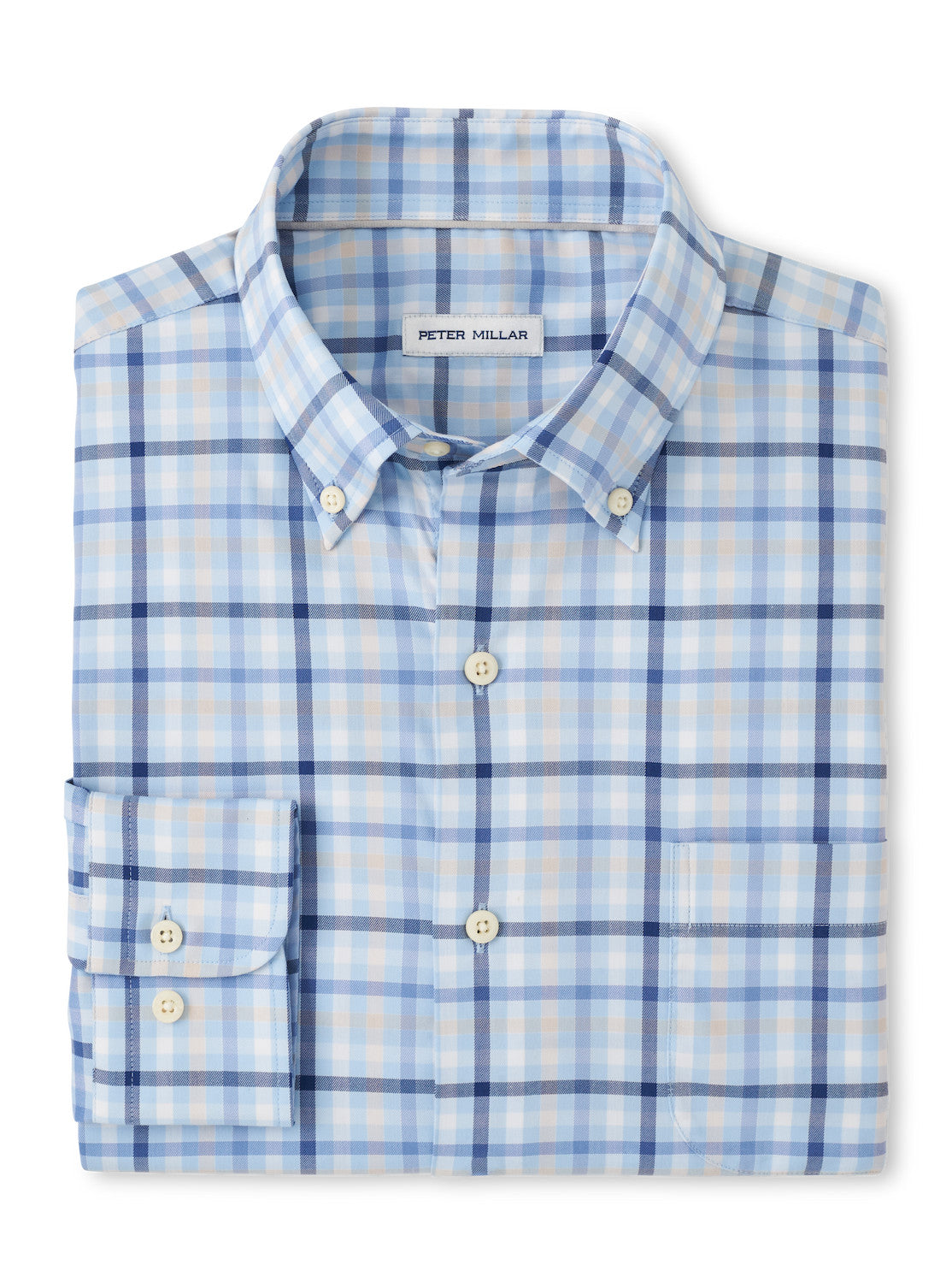 Chambly Cotton Stretch Plaid Shirt in Marine Blue