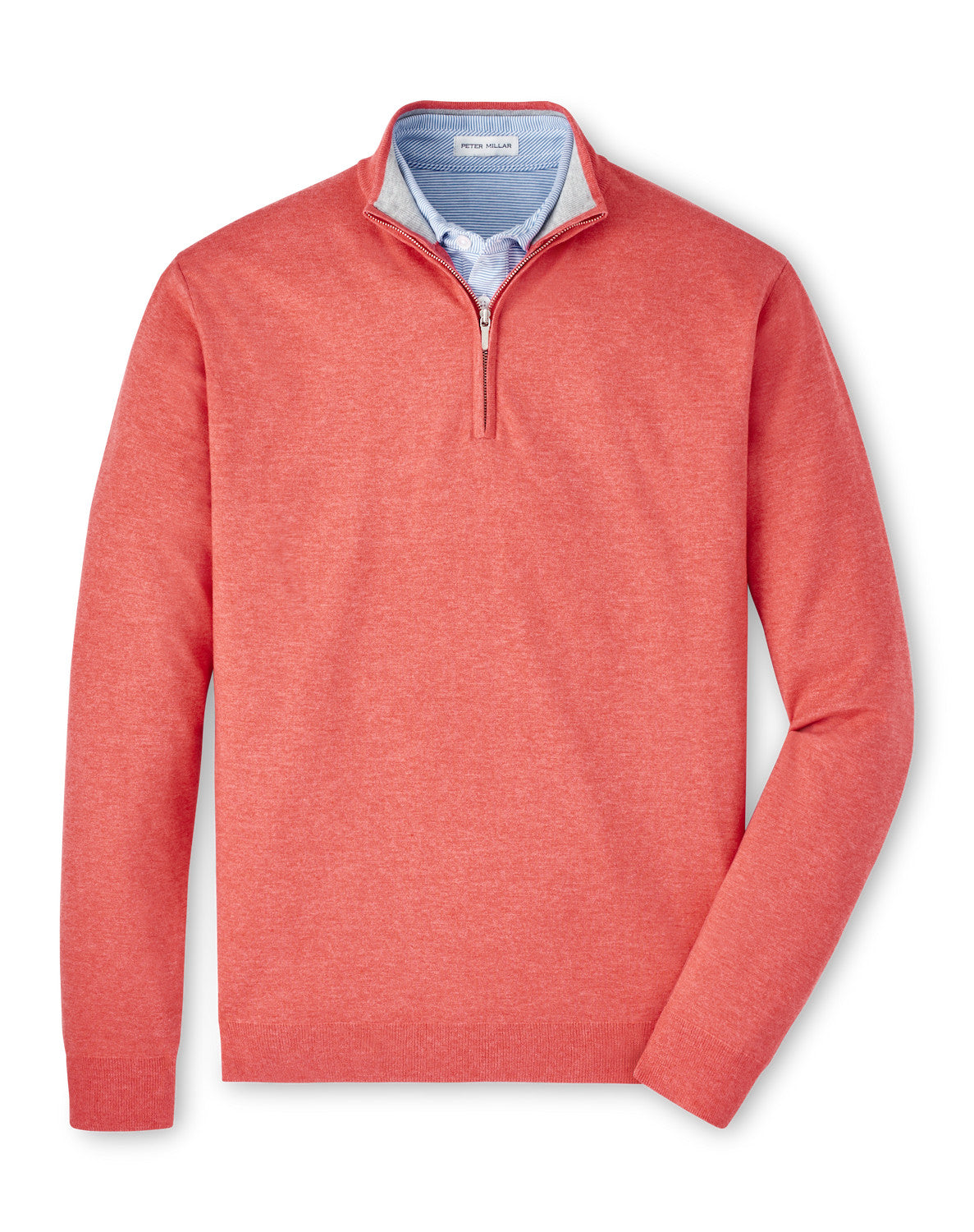 Coolspun Cotton Qtr Zip Sweater in Geranium