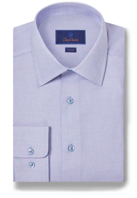 David Donahue Trim Fit Print Cotton Dress Shirt in Blue and Berry