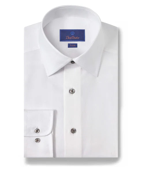 Trim White Cotton Dress Shirt