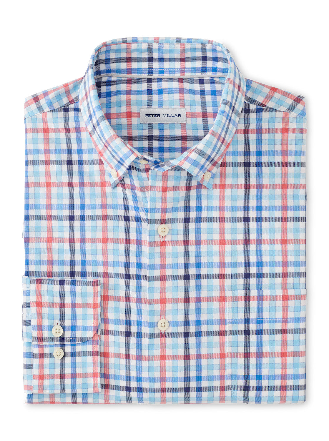 Chambly Cotton Stretch Plaid Shirt in Sea Blue