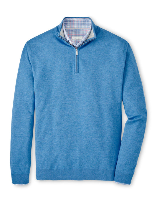 Coolspun Cotton Qtr Zip Sweater in Blue Poppy