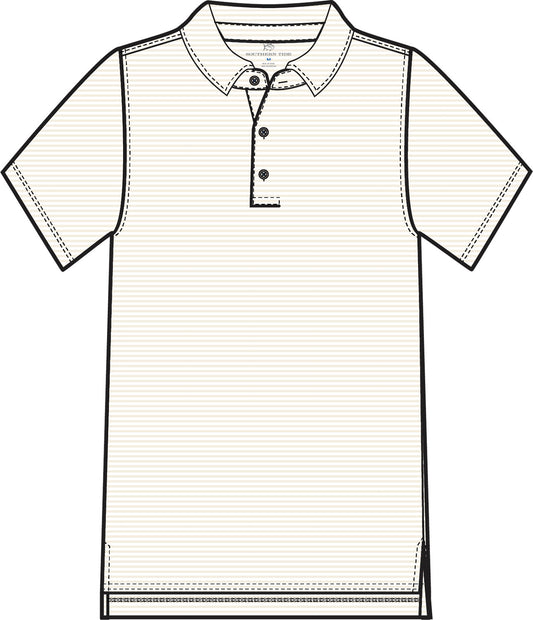 Brrr Meadowbrook Stripe Polo in Sand White