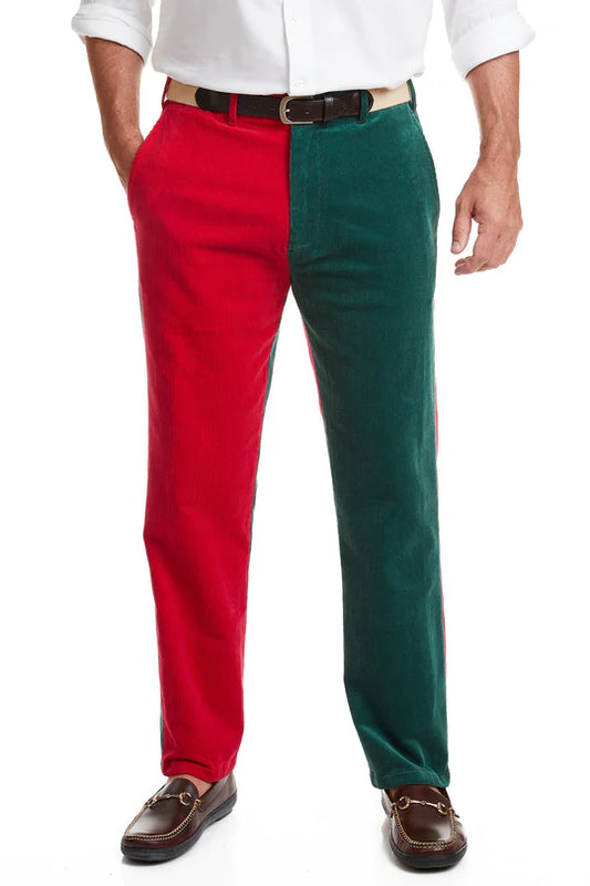 Beachcomber Corduroy Panel Pant in Red and Green