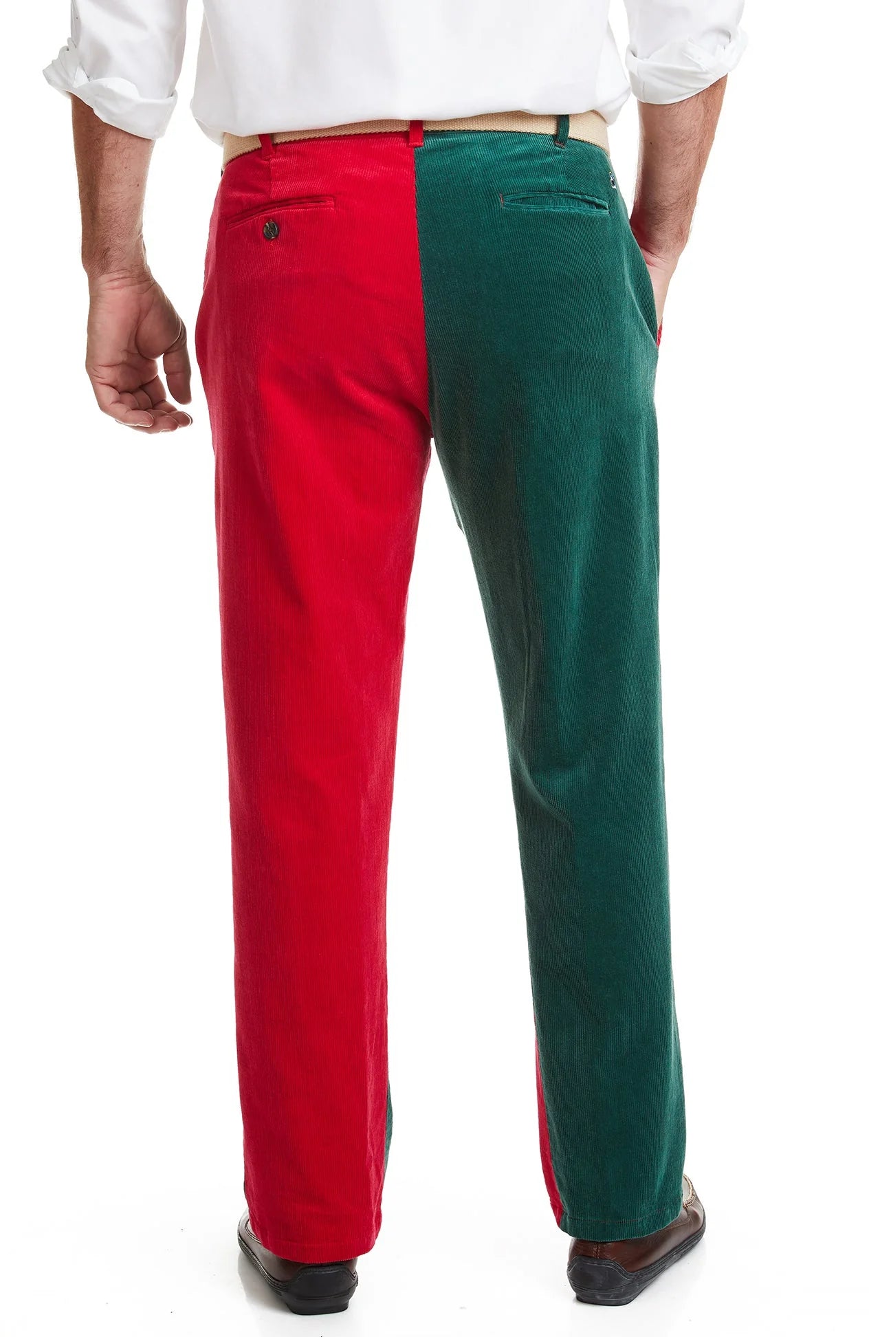 Beachcomber Corduroy Panel Pant in Red and Green