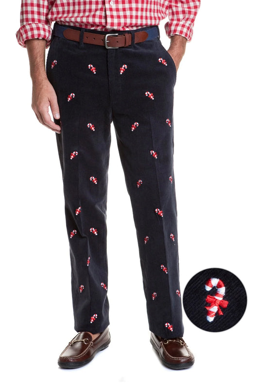 Embroidered Harbor Pant Candy Cane in Navy