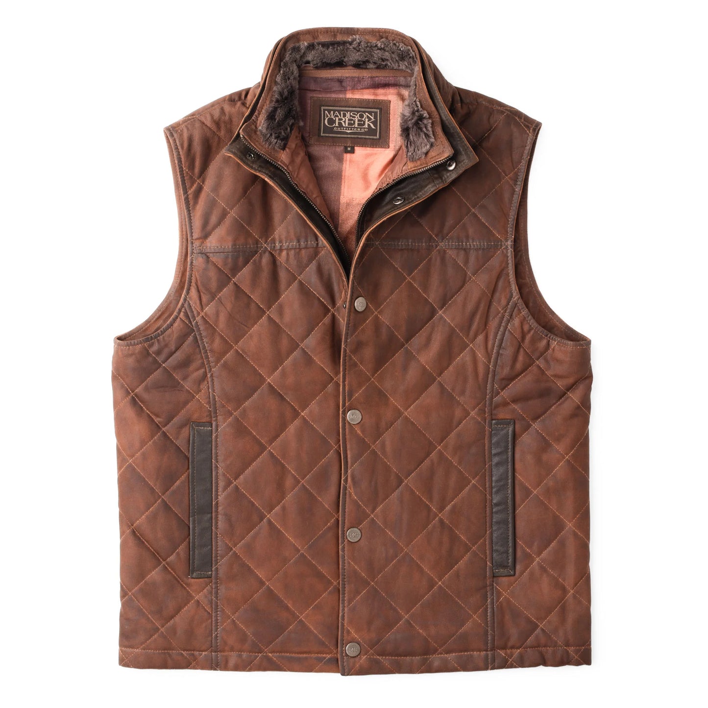 Beaver Creek Leather Vest in Bourbon