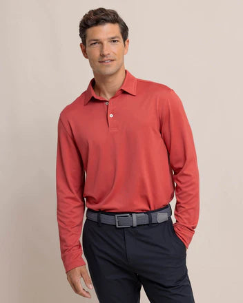 Belfair Performance Long Sleeve Polo in Mineral Red