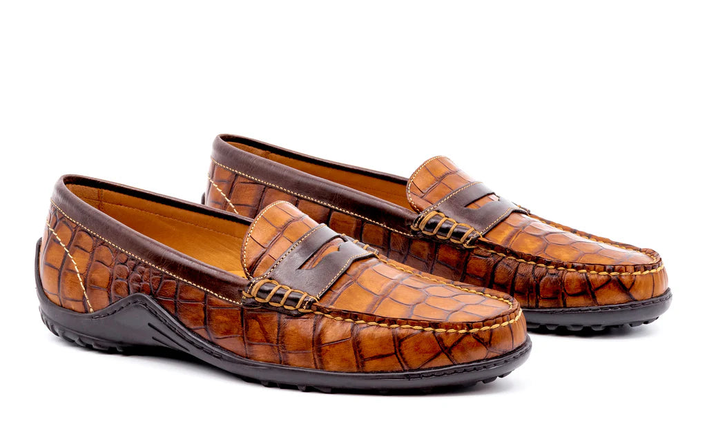 Bill Alligator Grain Loafer in Chestnut