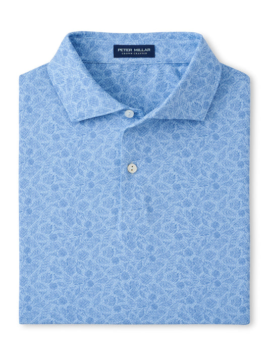 Peter Millar Botanical Performance Jersey Polo in Blue Frost