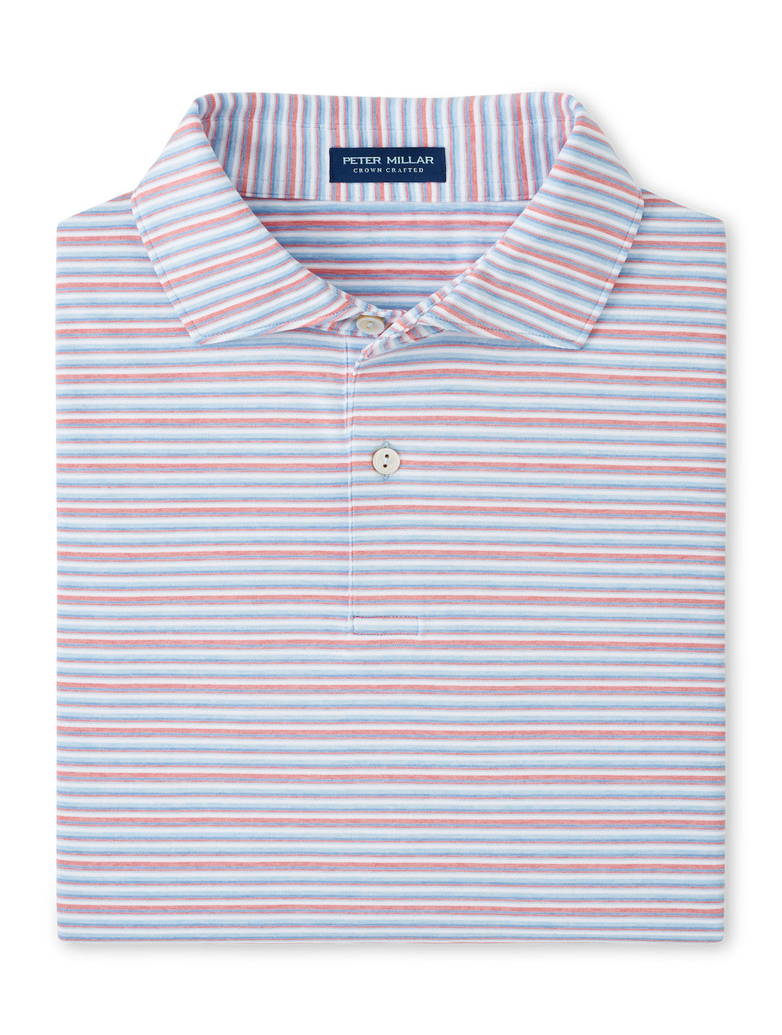 Peter Millar Cadence Performance Jersey Stripe Polo in Blue Frost