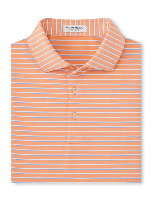 Peter Millar Dunnes Stripe Performance Jersey Polo in Papaya