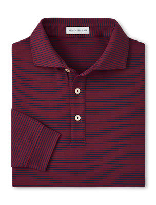 Lyons Performance Jersey Long Sleeve Polo in Pomegranate