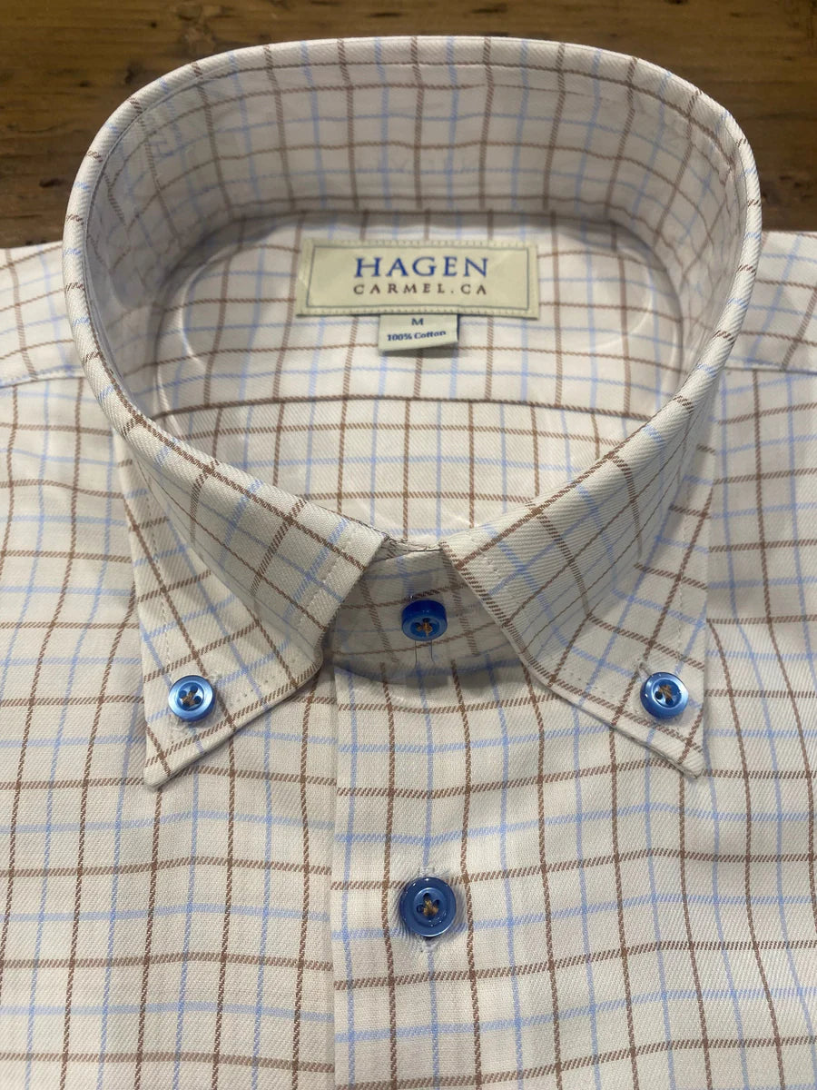 Polished Twill Tattersall Shirt in Blue